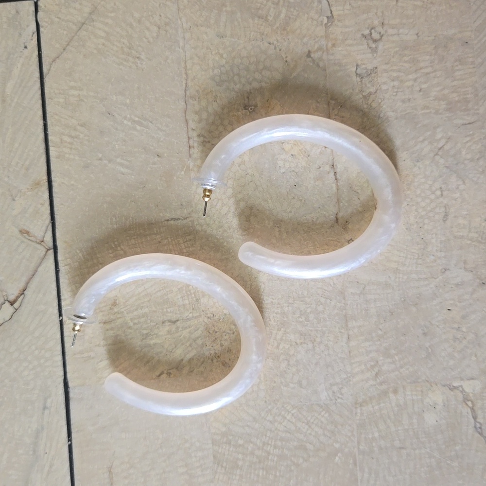 BaubleBar white hoop earrings